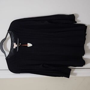 KNOX ROSE Black 3/4 Sleeve Top with Pleating Size Large